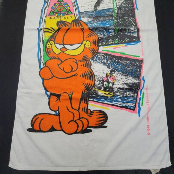 1978 Garfield The Cat Big Kahuna Beach Bath Towel Surf Cartoon‎ Vtg - Picture 3 of 16